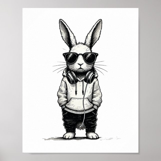 Poster Rosto Coelho Com Pulmões Dia De Páscoa Para Rapaze (Frente)