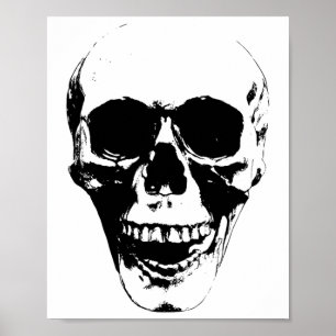 Poster Rosto Crânio Silhouette Grunge Rock Graphic Hallow