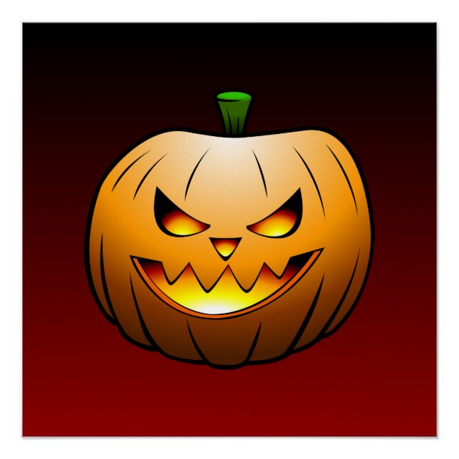 Pôster Rosto de Abóbora de Halloween Assustador (Frente)