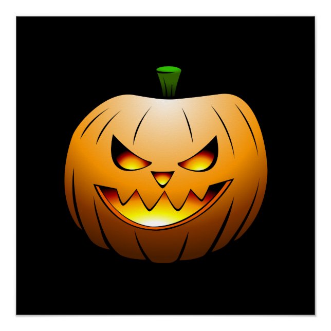 Pôster Rosto de Abóbora de Halloween Assustador (Frente)