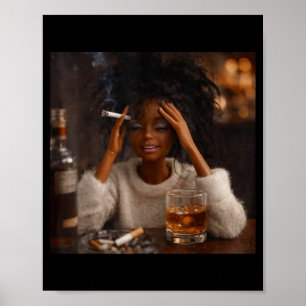 Poster Rosto de Boneca Angustiado Engraçado Meme Fumando