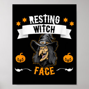 Poster Rosto de Bruxa Descontraída Funny Halloween Bruxa