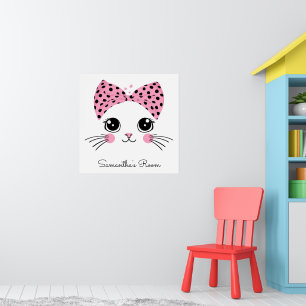 Poster Rosto de Gato de Grito de Texto Personalizado