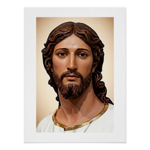 PÔSTER ROSTO DE JESUS COM OLHOS BONDOSOS E PREOCUPADOS