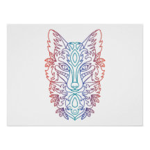 Rosto de lobo com gradiente artístico