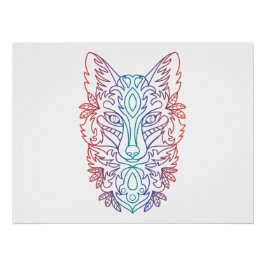 Pôster Rosto de lobo com gradiente artístico