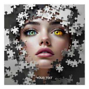 Pôster Rosto de Menina de Puzzle Fantasia Fofa