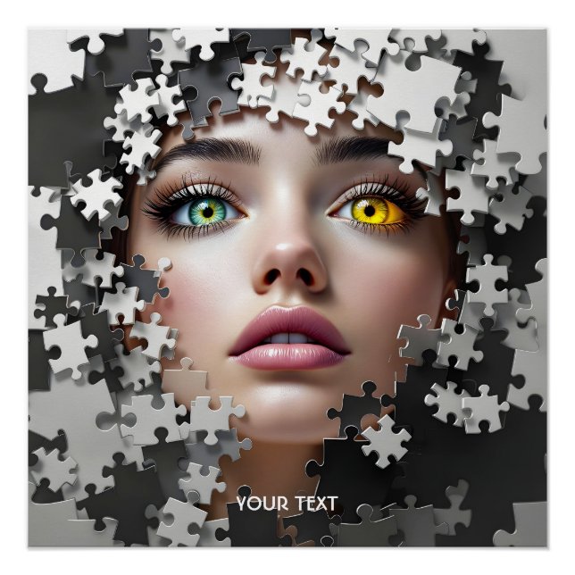 Pôster Rosto de Menina de Puzzle Fantasia Fofa (Frente)