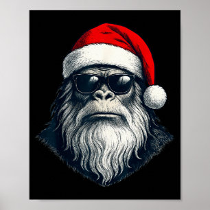 Poster Rosto de Pé-Grande Óculos de Sol Papai Noel Natal