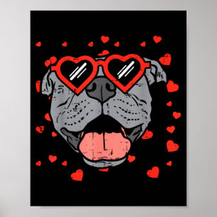 Poster Rosto de Pitbull Coração Gles Dia dos Namorados Pr