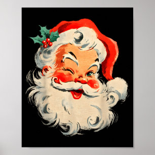 Poster Rosto do Papai Noel Legal Natal Vintage Retro Aleg