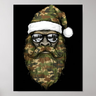 Poster Rosto do Pé-grande Óculos de sol Papai Noel Natal