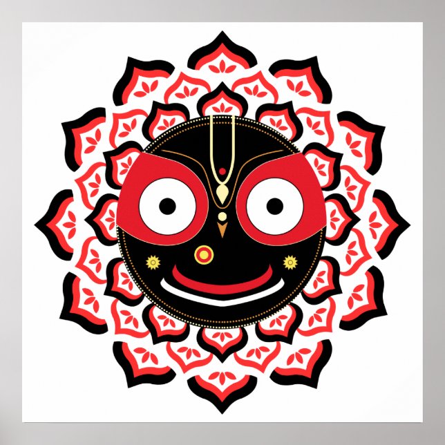 Poster Rosto do Senhor Jagannath Chakra Divindade Hindu (Frente)