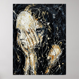 Poster Rosto Fantasmagórico Etéreo Arte Abstrata com Gote
