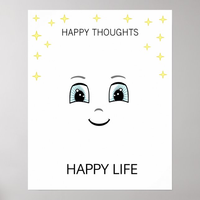 Poster Rosto feliz com estrelas motivacional (Frente)