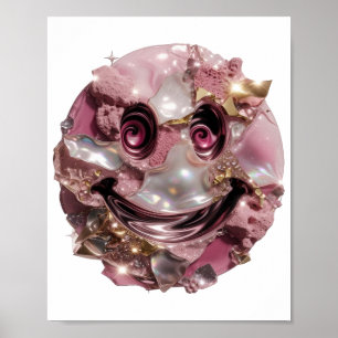 Poster Rosto Feliz Prata Moderna Design Moderno