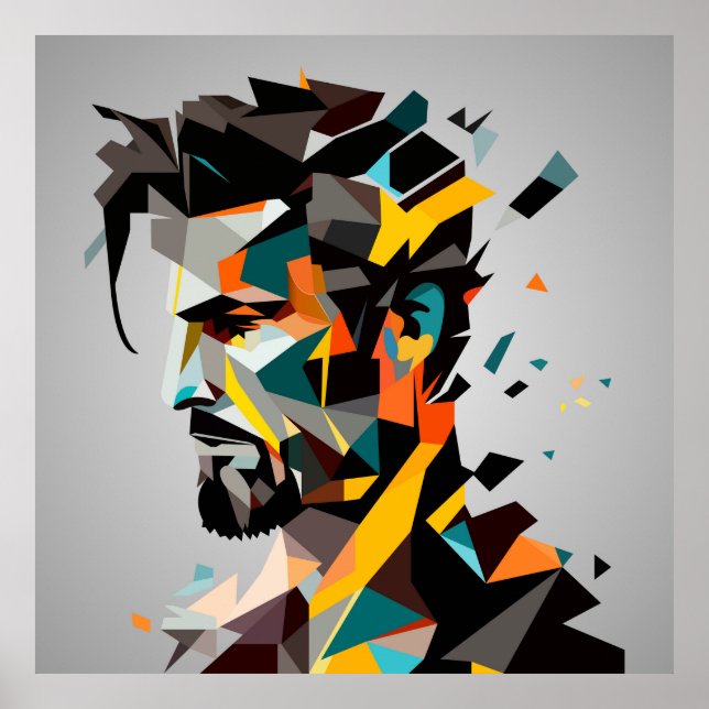 Poster Rosto humano no estilo abstrato (Frente)