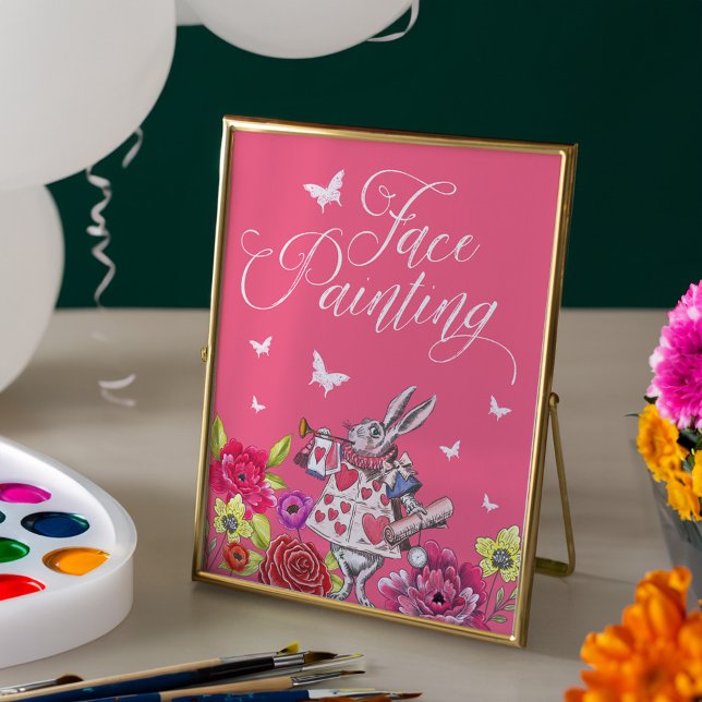 Poster Rosto Pintando Alice No Rabo Branco Da Maravilha (Face Painting Alice In Wonderland White Rabbit Poster)