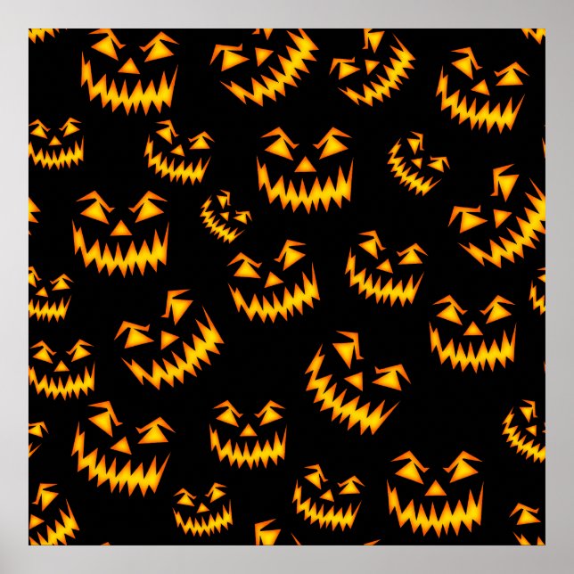 Pôster Rostos Assustadores do Halloween (Frente)