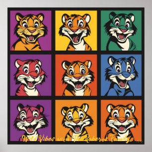 Poster Rostos de Tigre Coloridos da Pop Art Por que isso