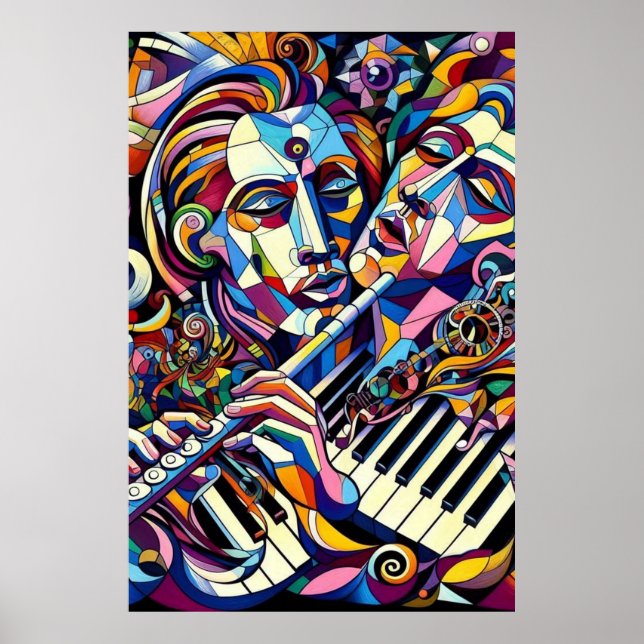 Poster Rostos e Instrumentos Abstratos (Frente)