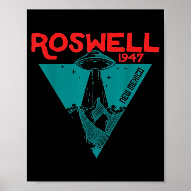 Poster Roswell New Mexico 1947 Ufo Beam Flying Road Vinta (Frente)