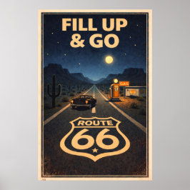 Poster Rota 66 Abasteça e Vá Litho