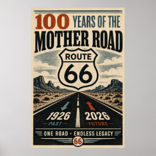 Poster Rota 66 Centenária Canyon do Deserto Vintage