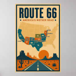 Poster Rota 66 Estrada Mãe da América