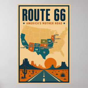 Poster Rota 66 Estrada Mãe da América