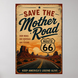 Poster rota 66 Estrada Mãe Deserto Americana Legado Arte