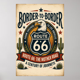 Poster rota 66 Fronteira a Fronteira Estrada Mãe American