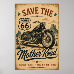 Poster Rota 66 Moto Estrada Mãe Tributo