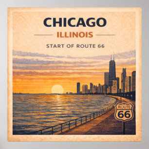 Poster Rota 66 Patrimônio da Orla do Lago de Chicago