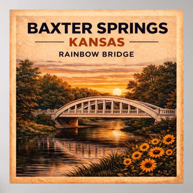 Poster Rota 66 Ponte Arco-Íris Baxter Springs (Frente)
