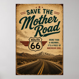 Poster rota 66 Salve a Estrada Mãe Arte de Rodovia Vintag