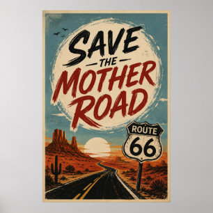 Poster rota 66 Salve a Estrada Mãe Decoração de Rodovia d
