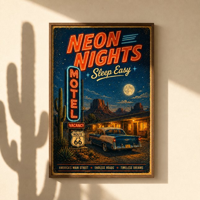 Poster Rota 66 Sonhos de Neon do Motel (Criador carregado)
