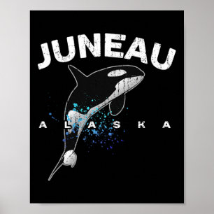 Poster Rota de viagem de férias de Juneau Alaska Orca Bal