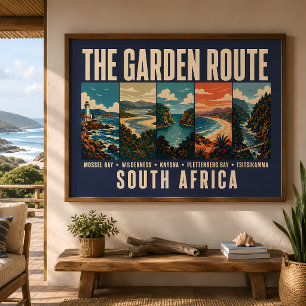 Poster Rota do Jardim Ilustração Vintage África do Sul