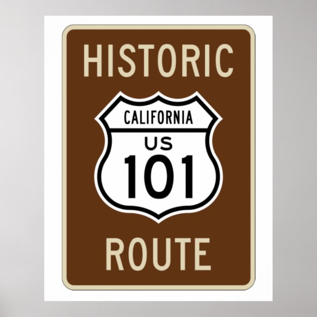 Poster Rota histórica US Route 101 (Califórnia) - Sinal (Frente)