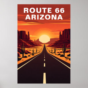 Poster Rota Retro 66 Viagem pelo Deserto do Arizona