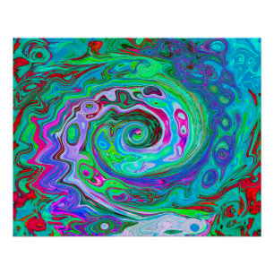 Pôster Rotação Abstrato verde, vermelho e magenta