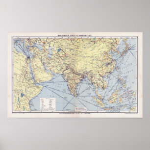 Poster Rotas comerciais comerciais   Ásia do Sul