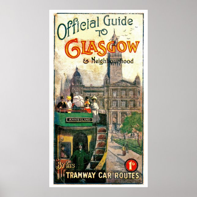 Poster Rotas de carros de tramway de Glasgow e arredores (Frente)