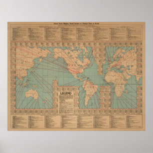 Poster Rotas e velocidades de transporte do mapa do mundo