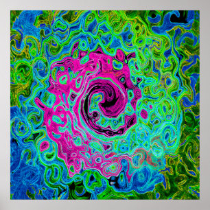 Poster Roteamento Retro do Abstrato, Cor-de-rosa-quente e