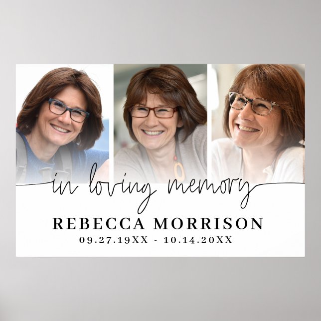 Poster Roteiro de 3 Fotos de Memorial Em Memória Carinhos (Frente)