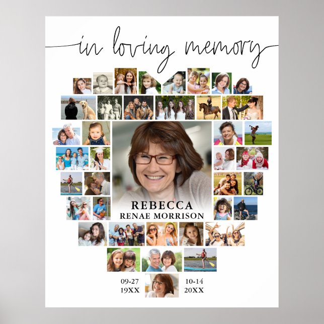 Poster Roteiro de Colagem de Fotos Funeral Heart 40 Em Me (Frente)