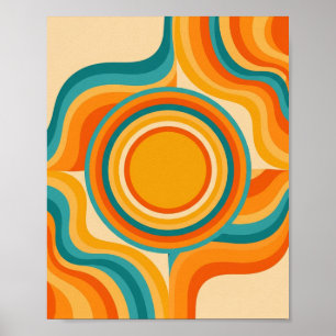 Poster Roteiro Retro Psicodélico - Arte Moderna do Século